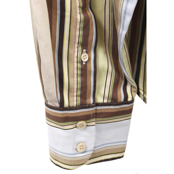 TED BAKER Brown Striped Long Sleeve Button Dress Shirt - Picture 4 of 5
